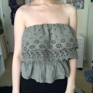 American Eagle Ruffled Lace Tube Top